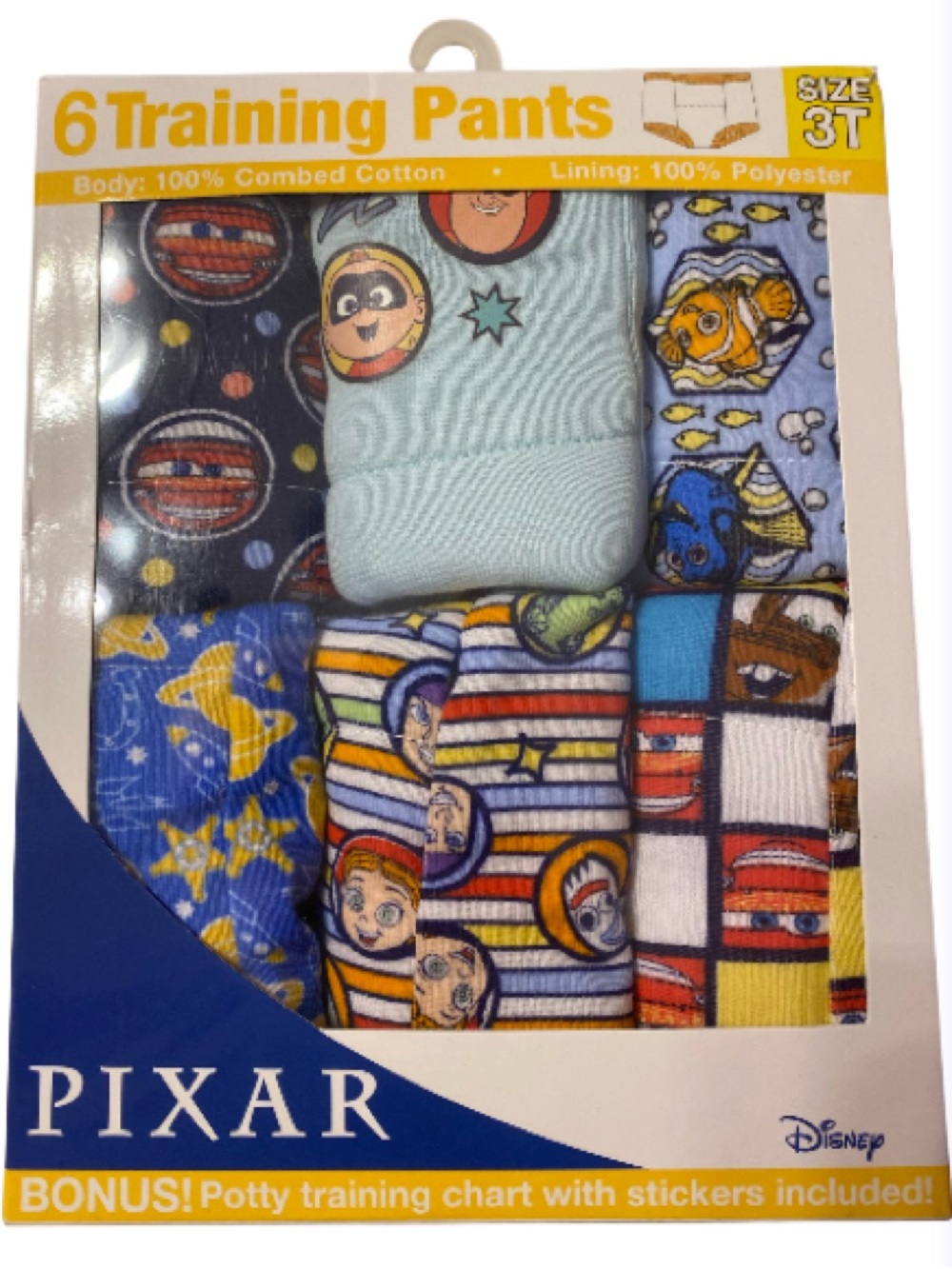 Pixar Boys' Blue & Multicolor Training Pants - 6 Pack NWT size 3T
